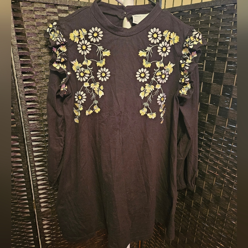 ASOS Floral Embroidered Black Dress